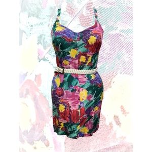 70s Vintage Timely trends floral painted dress